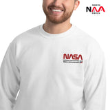 NASA Sweatshirt White ⏐ Embroidered Worm Red