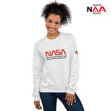 NASA Sweatshirt White ⏐Worm Red and Flag US