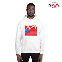 Hoodie White ⏐ Worm Red and Flag US