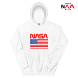 Hoodie White ⏐ Worm Red and Flag US