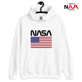 Hoodie White ⏐ Worm and Flag US