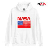 Hoodie White ⏐ Worm Red and Flag US