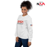 NASA Sweatshirt White ⏐Worm Red and Flag US
