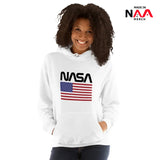 Hoodie White ⏐ Worm and Flag US