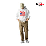 Hoodie White ⏐ Worm Red and Flag US