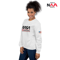 NASA Sweatshirt White ⏐Worm and Flag US