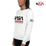 NASA Sweatshirt White ⏐Worm and Flag US