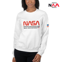 NASA Sweatshirt White ⏐Worm Red and Flag US